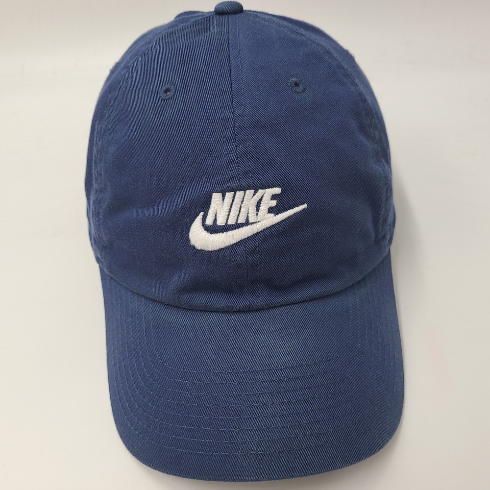 Nike Hat Strapback L-XL Blue White Swoosh Logo Club Cap Casual Golf Outdoors Men